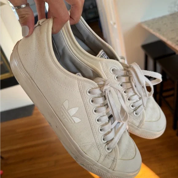 adidas White Canvas Low Profile Sneakers - Picture 3 of 3